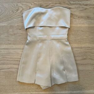 Alexis Cream Gold Strapless Romper